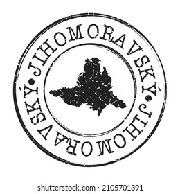 South Moravian Region, Czechia Silhouette Postal Passport. Stamp Round Vector Icon Map. Design Travel Postmark. 