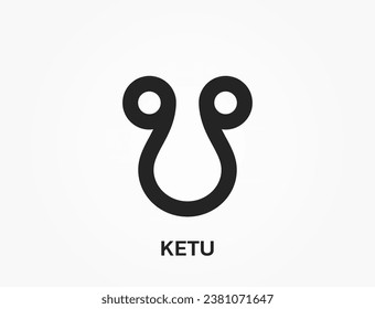 Südknoten Ketu Astrologie Symbol. absteigender Mondknoten. Tierkreiszeichen, Astronomie und Horoskop. einzelne Vektorgrafik im einfachen Stil