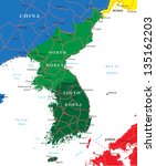 South and North Korea map