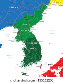 South And North Korea Map