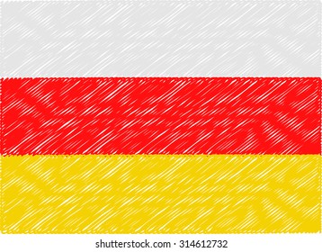 south ossetia flag embroidered zigzag

