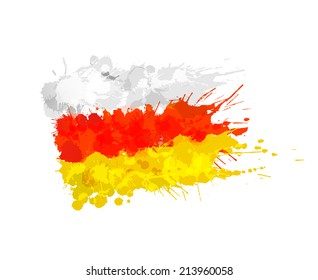 South Ossetia flag made of colorful splashes