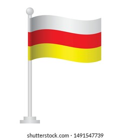 South ossetia flag. National flag of South ossetia on pole vector 