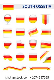 South Ossetia Flag Set - Vector Illustration