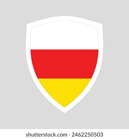 Bandera de Osetia del Sur en forma de escudo