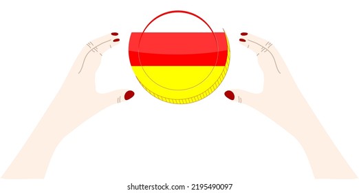 Südossetien Flagge, handgezeichnet, georgischer Larvenvektor, handgezeichnet