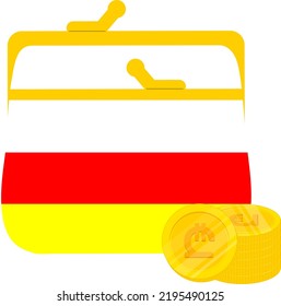 South Ossetia Flag vector hand drawn,Georgian lari vector hand drawn