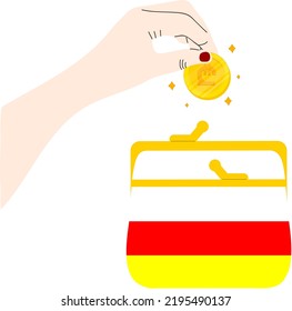 South Ossetia Flag vector hand drawn,Georgian lari vector hand drawn