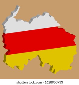 South Ossetia map flag vector 3D