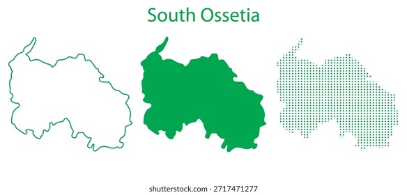 Südossetien Karte Vektorgrafik-Set, Kaukasus Region Umriss Silhouette gepunktete grüne Formen, Südossetien Land Infografik Vorlage, bearbeitbare EPS Südossetien Geografie