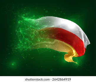 Ossétia do Sul, vetor bandeira 3d em fundo verde e números