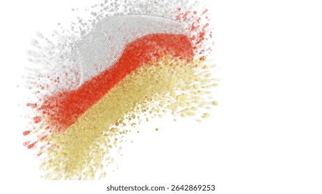 Ossétia do Sul, vetor bandeira 3D com um toque de pontos de tinta, explosão de pontos coloridos