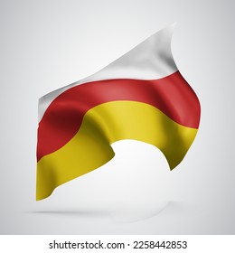 Osetia del Sur, bandera vectorial con olas y curvas ondeando en el viento sobre un fondo blanco