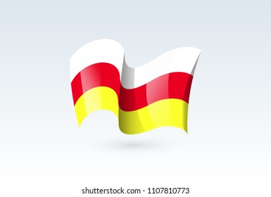 South Ossetia waving flag vector icon, national symbol. Flag of South Ossetia, fluttered in the wind - vector illustration isolated on white background.