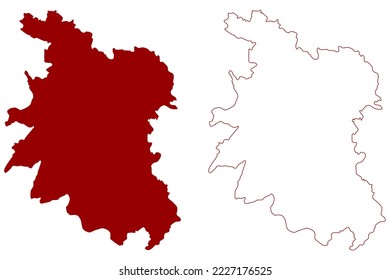 South Oxfordshire Non-metropolitan district, (United Kingdom of Great Britain and Northern Ireland, ceremonial county Oxfordshire, England) map vector illustration, scribble sketch map