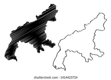 South Pyongan Province (Democratic Peoples Republic of Korea, DPRK, DPR Korea, Provinces of North Korea) map vector illustration, scribble sketch Phyongannamdo map