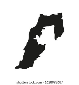 South region map in country of Lebanon