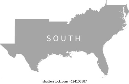 South Region Us Map Stock Vector (Royalty Free) 624108587 | Shutterstock