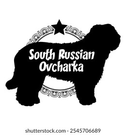 South Russian Ovcharka dog silhouette, dog, dog breeds,  vector, silhouette, logo design, animal, illustration, icon, sign, black, pet