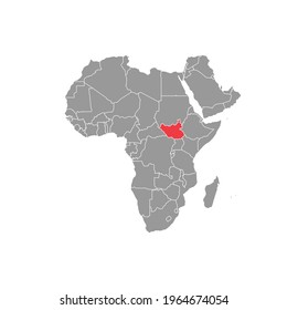 south sadan Highlighted on africa Map Eps 10