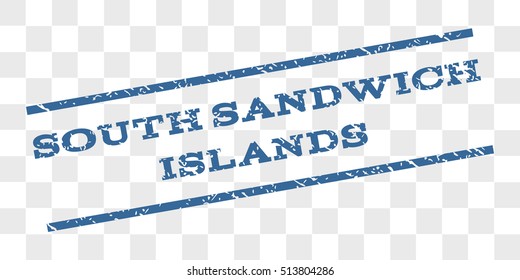 South Sandwich Islands watermark stamp. Text caption between parallel lines with grunge design style. Rubber seal stamp with dust texture.