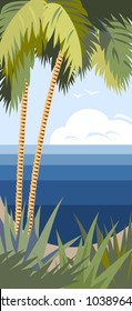 South Sea, a picture in a retro style, poster