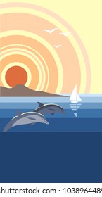 South Sea, a picture in a retro style, poster