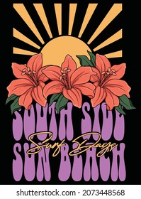 south side. sun beach. surf vector