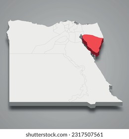 South Sinai region location within Egypt 3d isometric map