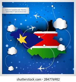 SOUTH SUDAN AIR TRAVEL ABSTRACT BACKGROUND. Vector illustration.
