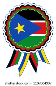 South Sudan Award Ribbon vector in the original national colors red, black, white, blue, yellow  and green.
Representing Republic of South Sudan in Africa.