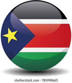 South Sudan circle button flag background texture. Vector illustration.