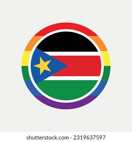 South Sudan country flag circle - lgbt flag graphic element Illustration template design
