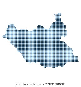 South Sudan dotted map blue minimal transparent background vector