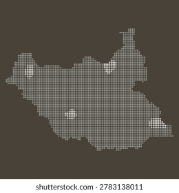 South Sudan dotted map brown vintage dark background retro style