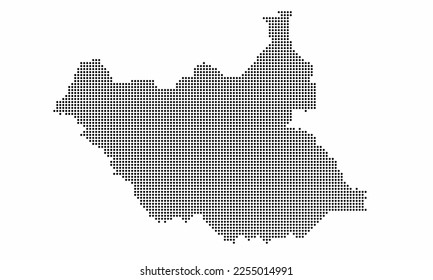 South sudan dotted map with grunge texture in dot style. Abstract vector illustration of a country map with halftone effect for infographic. 