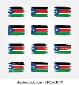 South Sudan Flag Brush Collection. National Flag