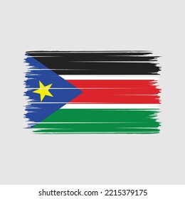 South Sudan Flag Brush Strokes Painted
