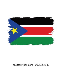 South Sudan Flag with Brush Style