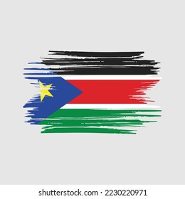 Ilustración del vector de pincel de bandera de Sudán del Sur