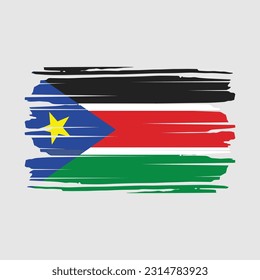 South Sudan Flag Brush Vector Illustration
