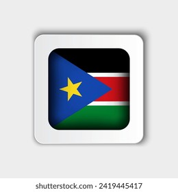 South Sudan Flag Button Flat Design