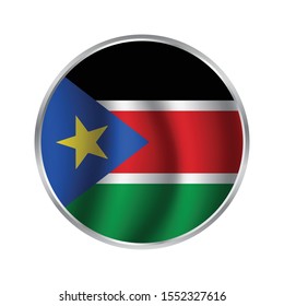 South Sudan flag button on a white background.Vector illustration flag of South Sudan icon. Round national flag of South Sudan.