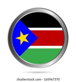 South Sudan flag button on a white background. Vector illustration.
