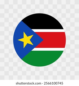 South Sudan flag - circle vector flag isolated on checkerboard transparent background