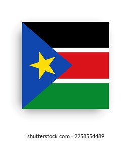 South Sudan flag - flat vector square with sharp corners and dropped shadow.
