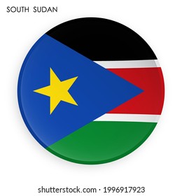 South Sudan flag icon in modern neomorphism style. Button for mobile application or web. Vector on white background