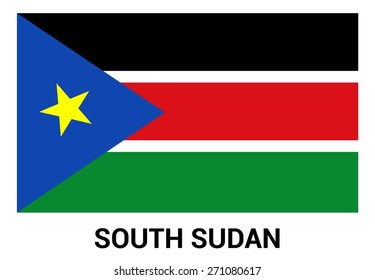 South Sudan flag isolated vector in official colors and Proportion Correctly. country's name label in bottom