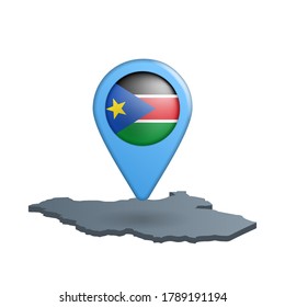 Südsudan-Flaggenplan-Pin auf Weiß