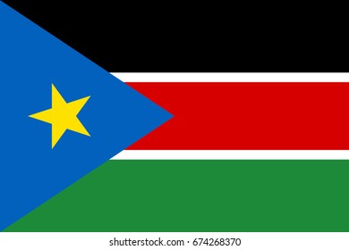 South Sudan flag. National current flag, government and geography emblem. Flat style vector illustration